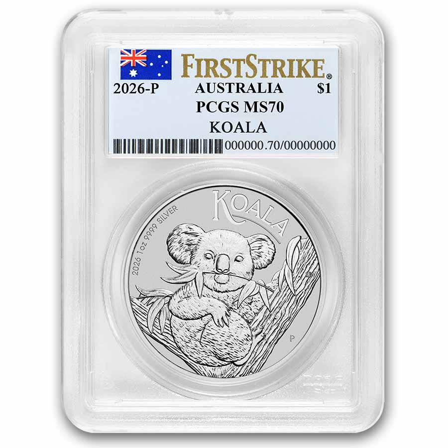 2026 Australia 1 oz Silver Koala PCGS MS-70 FS (Flag Label) 2026 Australia 1 oz Silver Koala PCGS MS-70 FS (Flag Label)