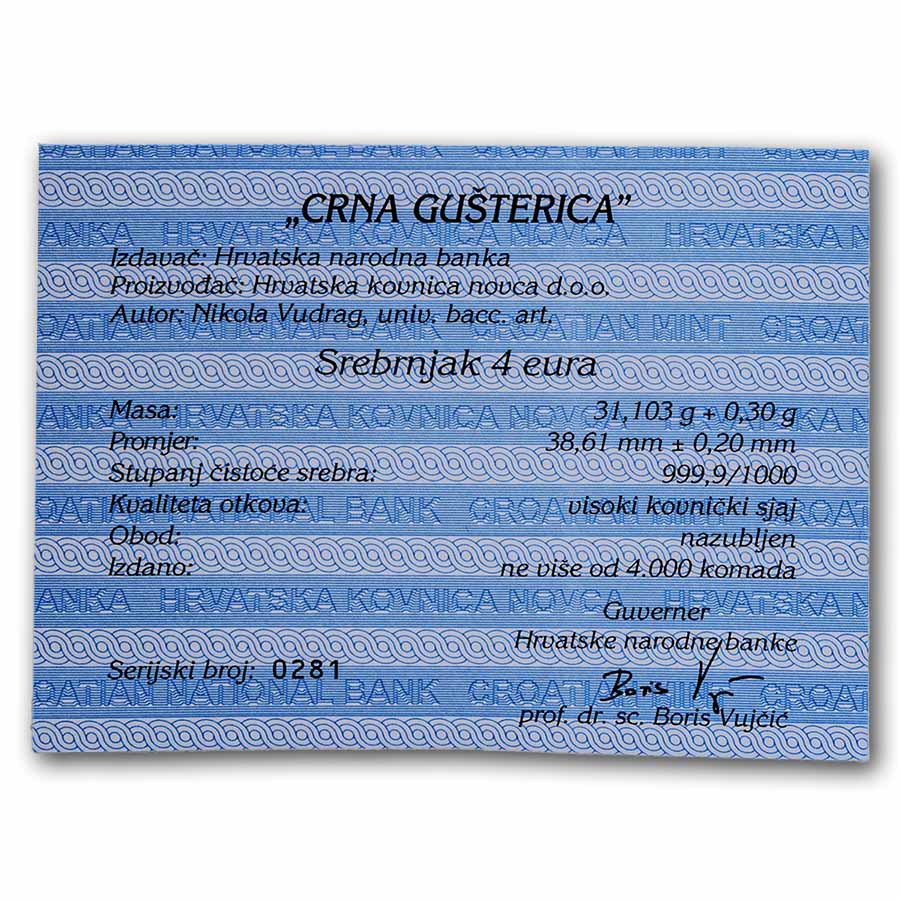 2024 Croatia 1 oz Silver Black Lizard BU (w/ Box & COA)