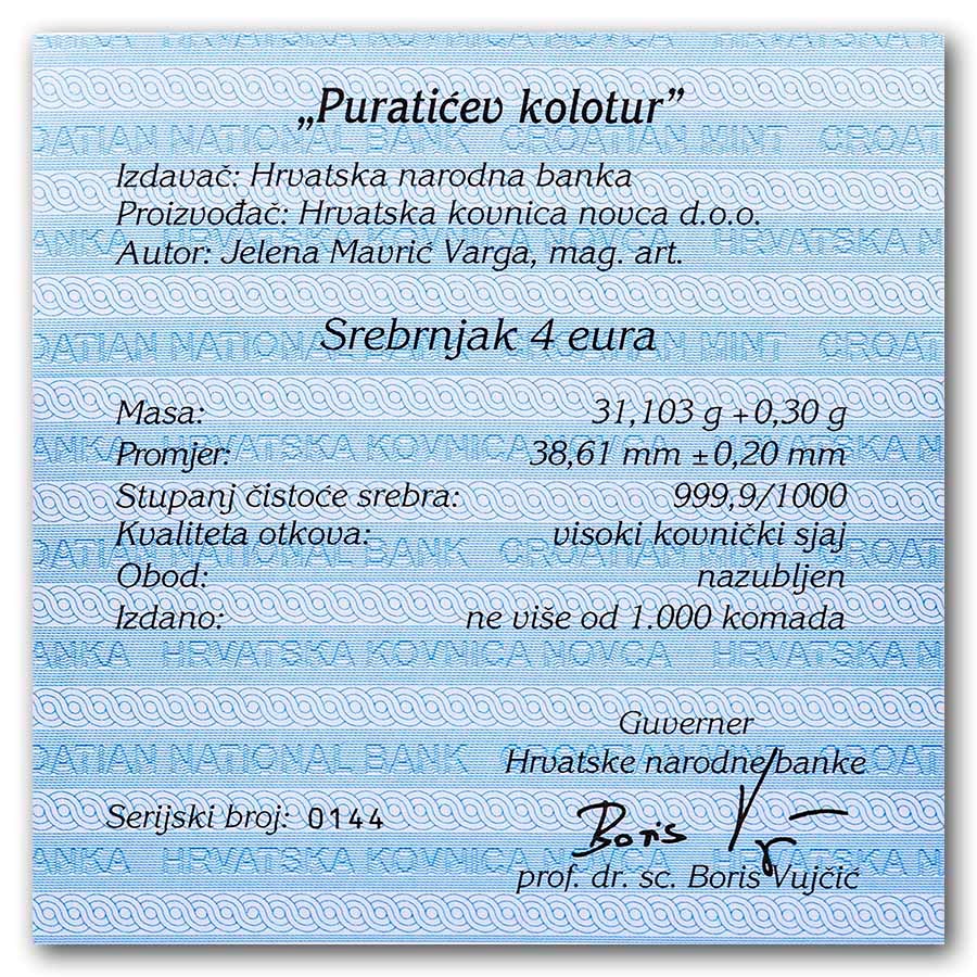 2024 Croatia 1 oz Silver Puretic’s Power Block BU (w/ Box & COA)