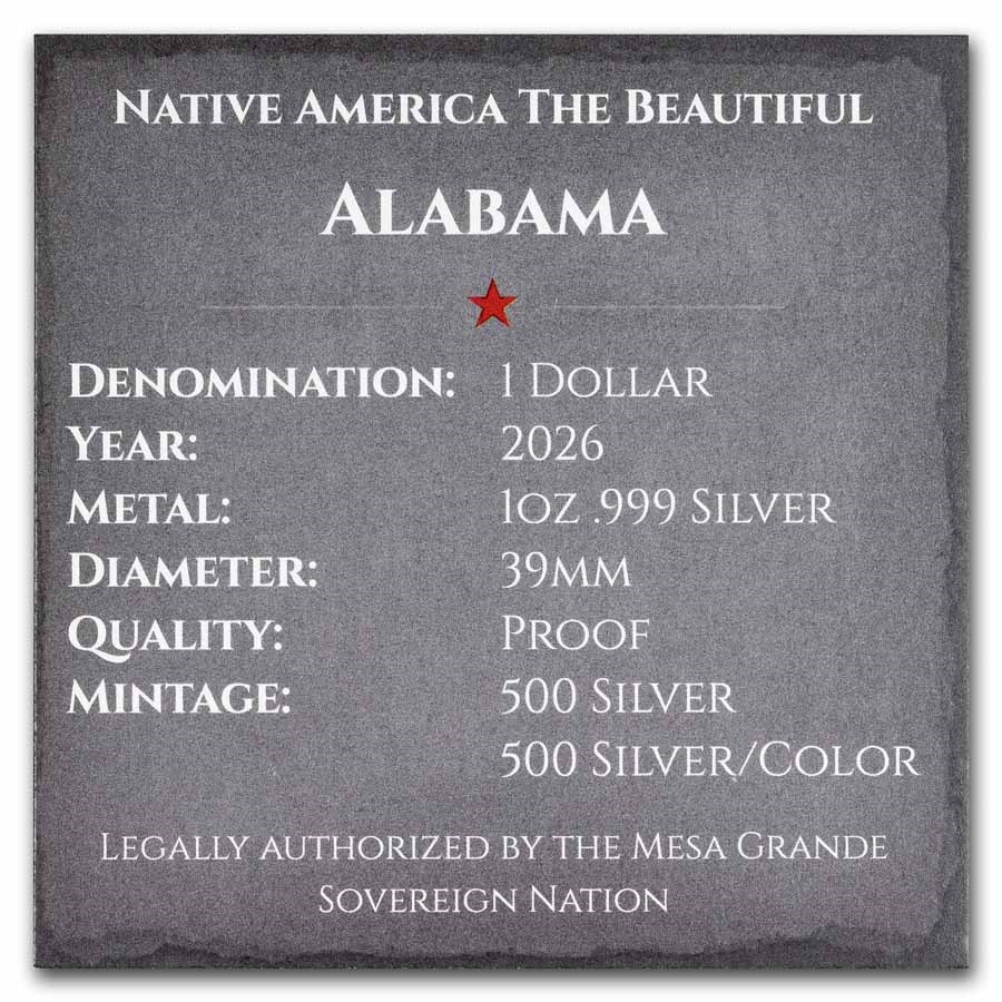 2026 1 oz Silver NATB Alabama Muscogee (Color)