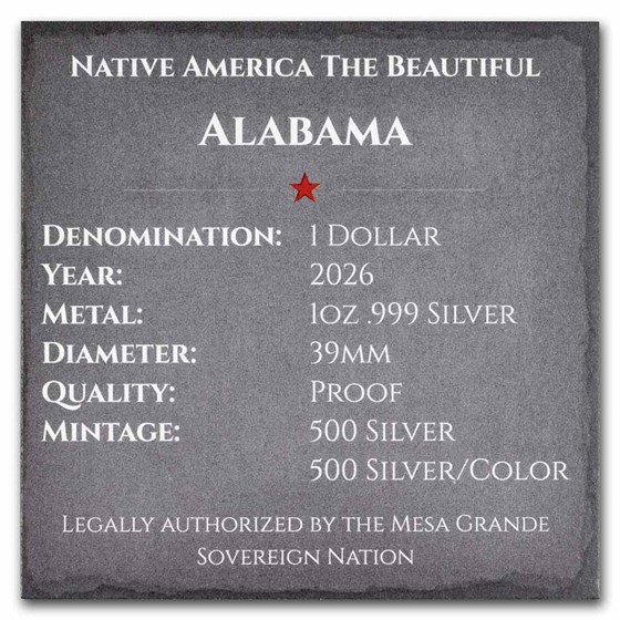 2026 1 oz Silver NATB Alabama Muscogee (Box/COA)
