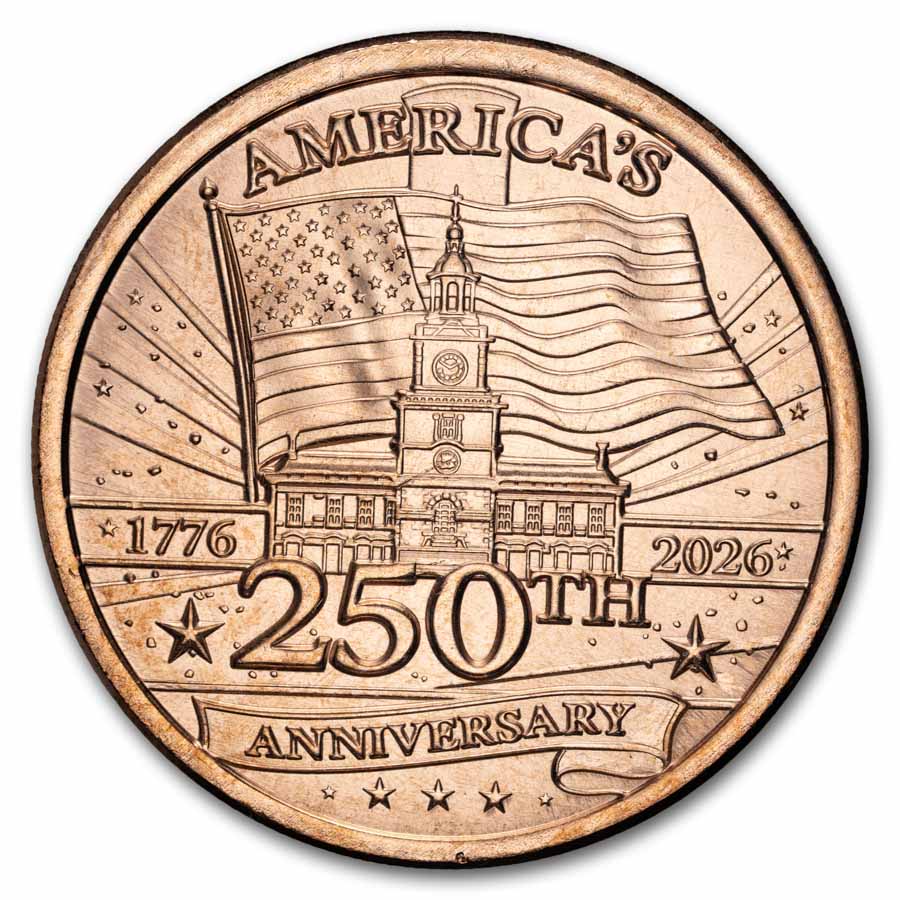 1 oz Copper Round - America's 250th Anniversary 1776-2026 1 oz Copper Round - America's 250th Anniversary 1776-2026