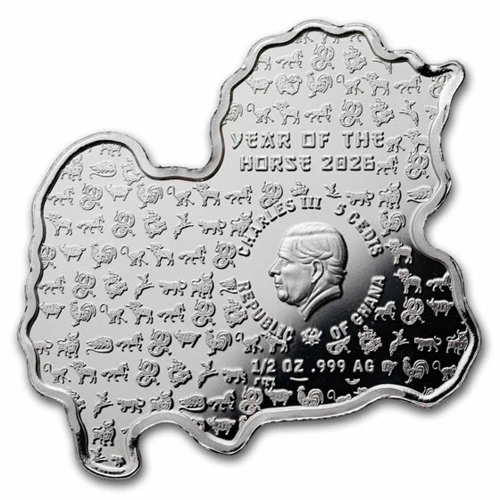 2026 Fiji 1/2 oz Silver Year Of The Horse Shaped Coin UHR DCAM