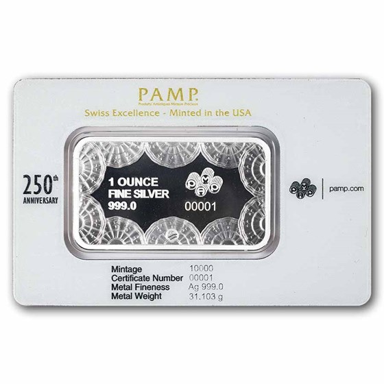 1 oz Silver Bar - PAMP 250th Anniversary of the USA