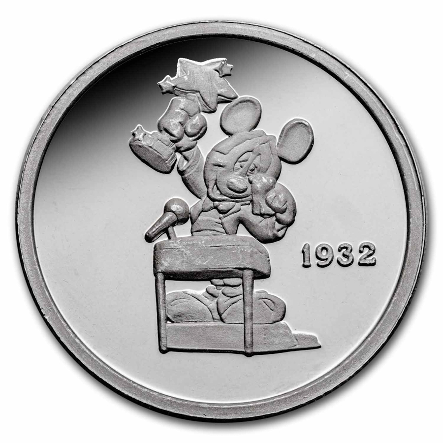 1 oz Silver Round - Hollywood Mickey (1932, Honorary Oscar, Cap.) 1 oz Silver Round - Hollywood Mickey (1932, Honorary Oscar, Cap.)