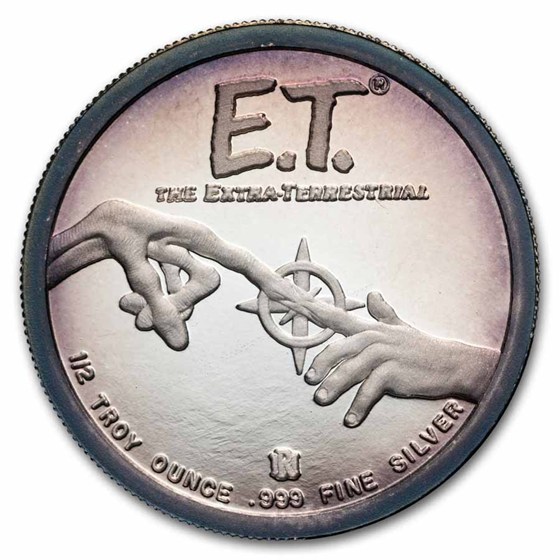 1/2 oz Silver Round- 1982 Extra Terrestrial (E.T. &amp; Elliott, Cap)