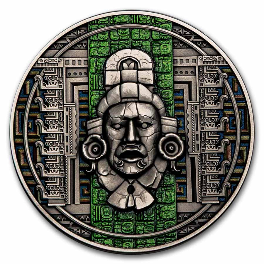 2025 Cameroon 2 oz Silver Antique Ancient Maya (with Box & COA)