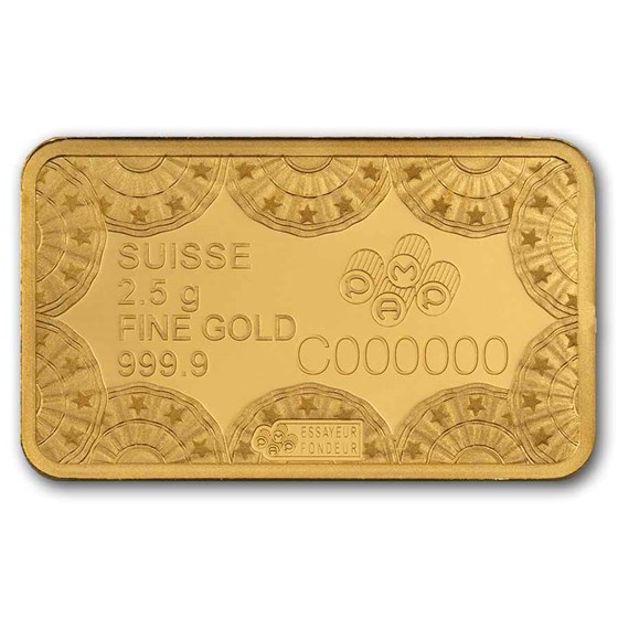 2.5 gram Gold Bar - PAMP 250th Anniversary of the USA