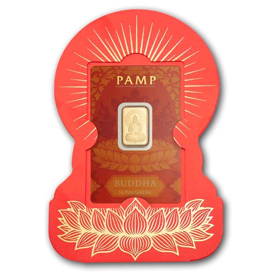 5 gram Gold Bar - PAMP Suisse Buddha (In Assay w/ Sleeve)