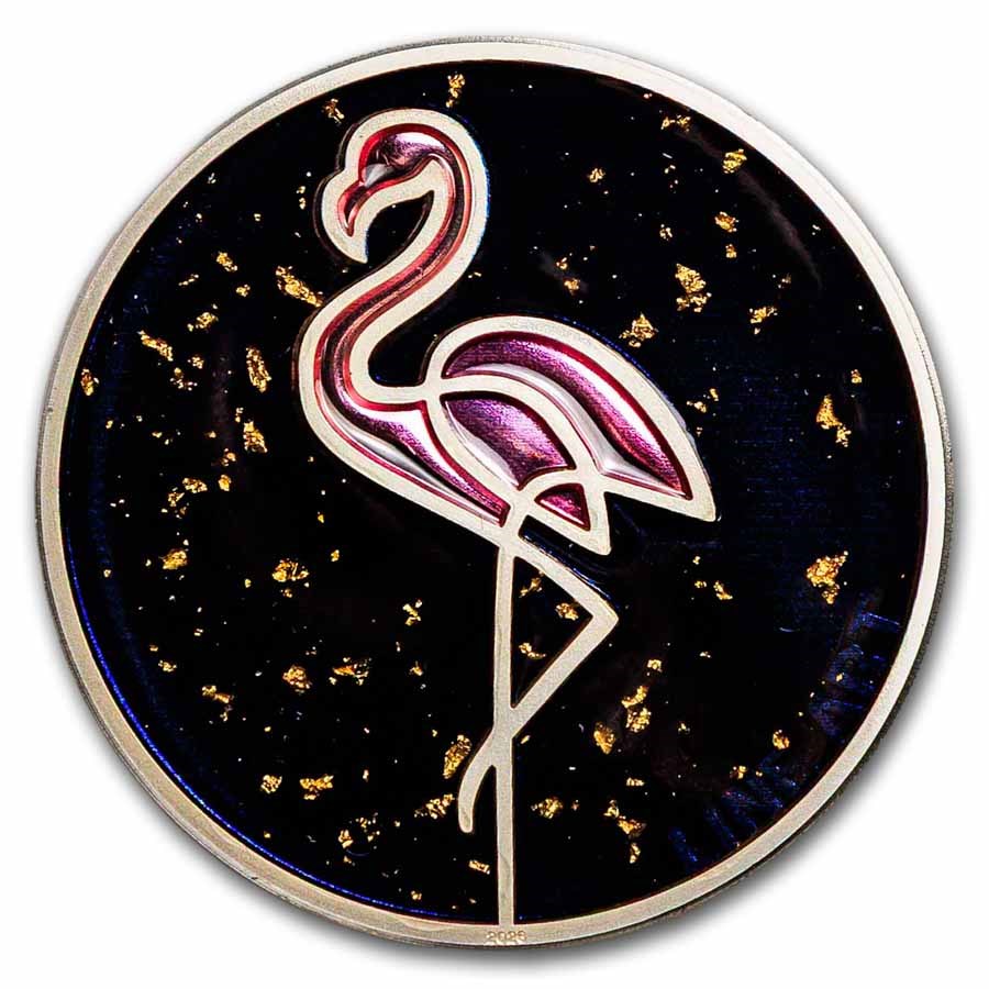 2026 Cook Islands 1 oz Silver Line Art: Flamingo (w/ Box & COA)