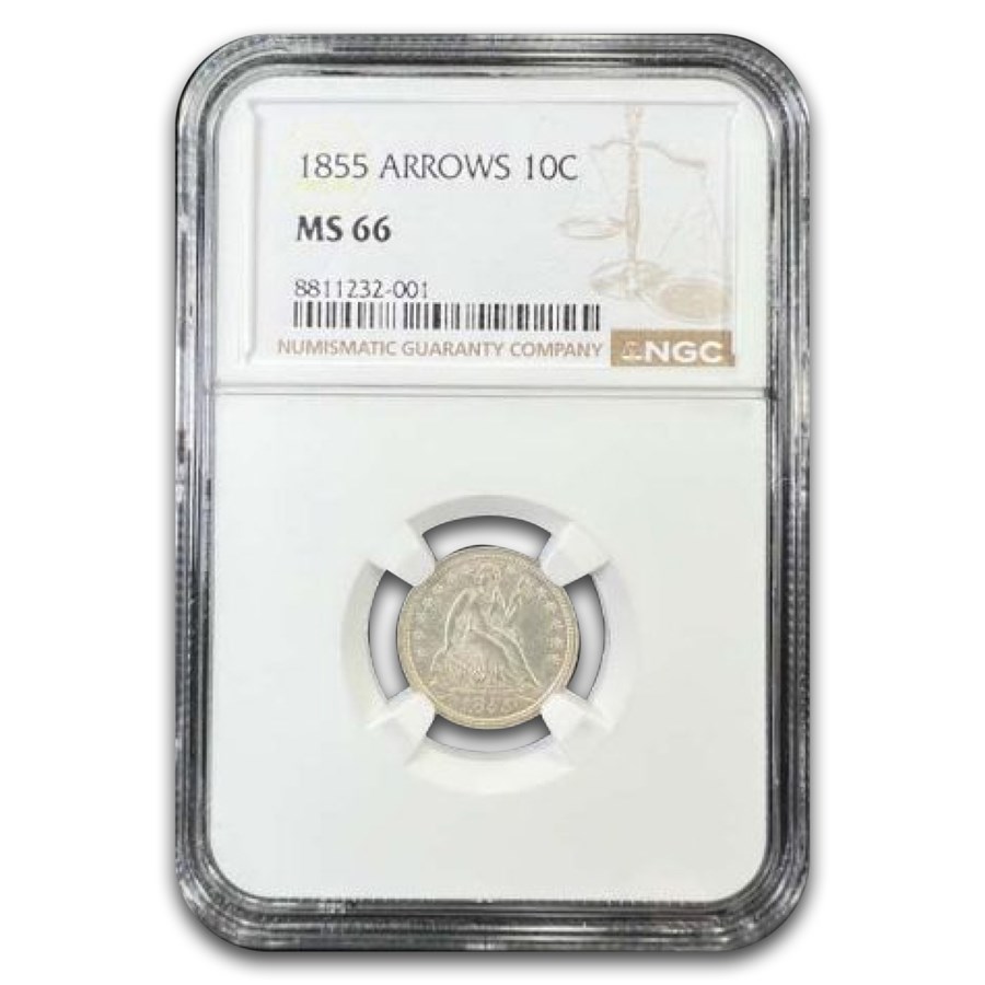 1855 Liberty Seated Dime MS-66 NGC (Arrows)