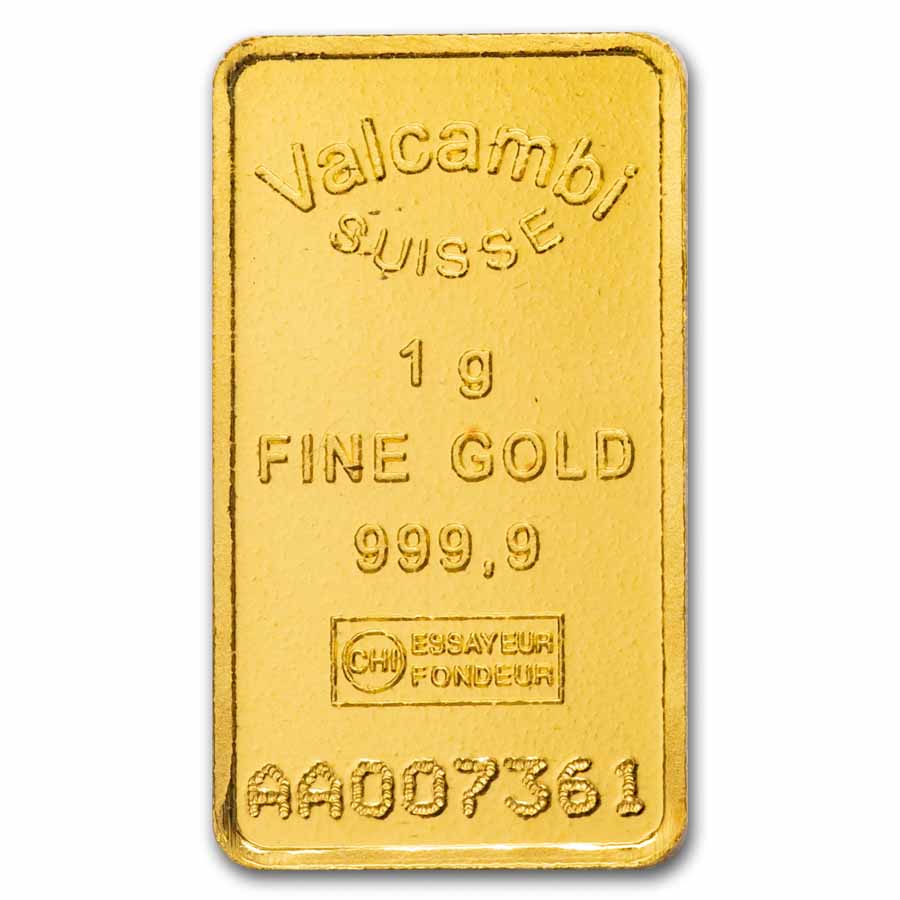 1 gram Gold Bar - Vintage Valcambi (Blue Assay)