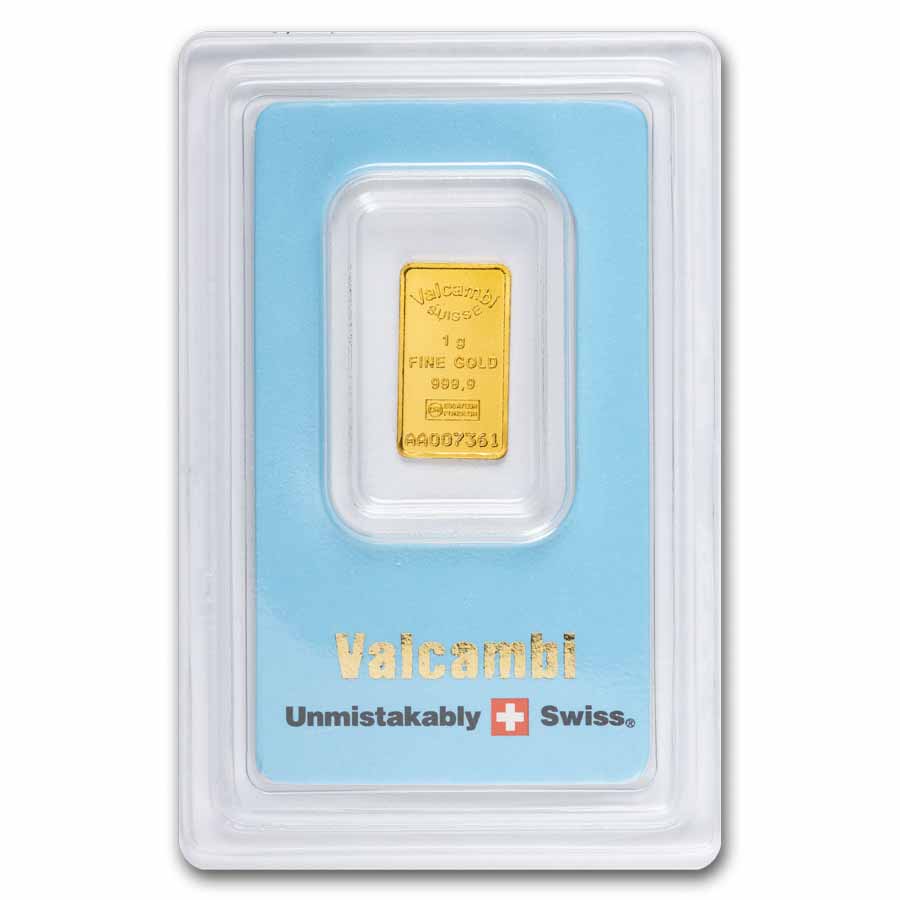 1 gram Gold Bar - Vintage Valcambi (Blue Assay)