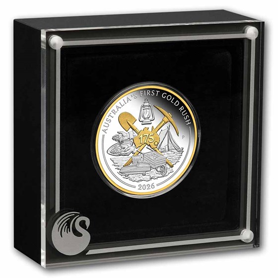 2026 AUS 1 oz Ag 175th Ann.of Australia's 1st Gold Rush Gilded