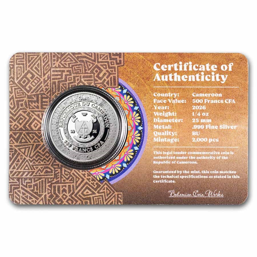 2026 Cameroon 1/4 oz Silver Mexican Cinco Grandes: Golden Eagle