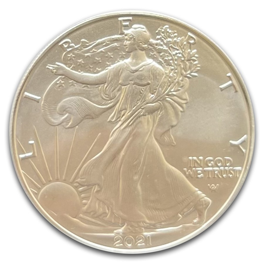 2021 American Silver Eagle (Type 2) MS-70 PCGS (FDI, Damstra)