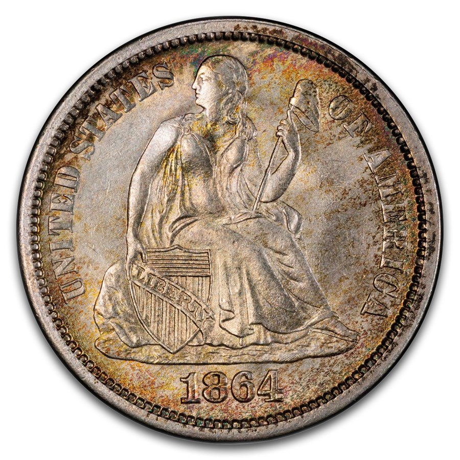 1864-S Liberty Seated Dime MS-66 PCGS CAC