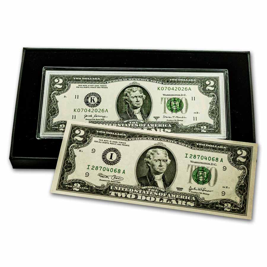 4 oz Silver Colorized Bar - $2 Jefferson Bill (w/Box & COA + $2)