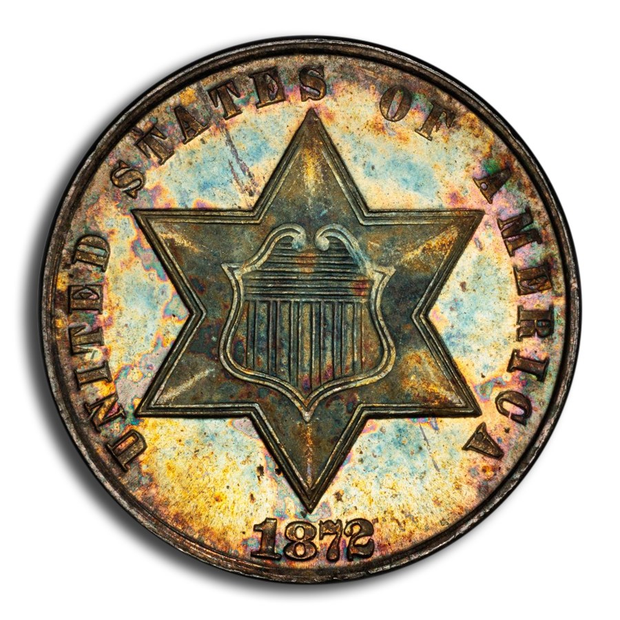 1872 Three Cent Silver MS-67 PCGS CAC