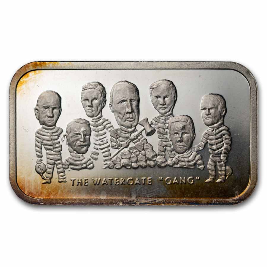 1 oz Silver Bar - Watergate (Colonial Mint, Random Motif)