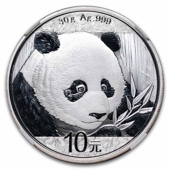 2018 China 30 gram Silver Panda MS-69 NGC (First Day of Issue)