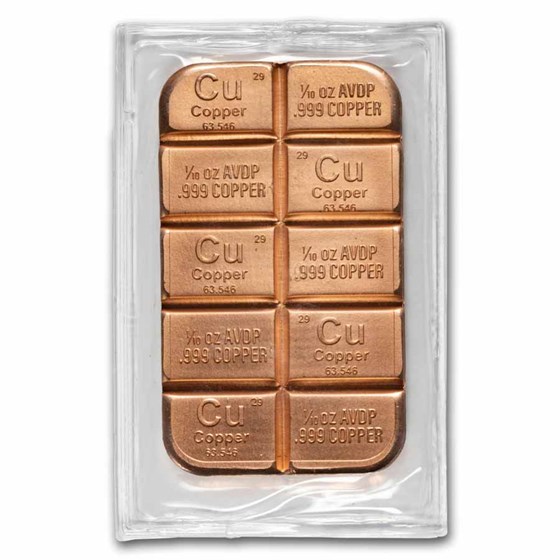 1 oz Copper Bar - Divisible 1/10 oz