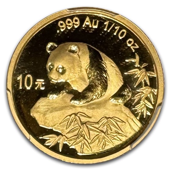 1999 China 1/10 oz Gold Panda MS-70 PCGS (Large Date, Serif 1 )