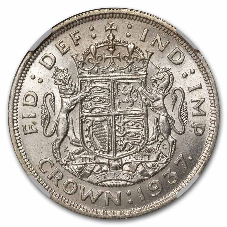 1937 Great Britain Silver Crown George VI Unc NGC