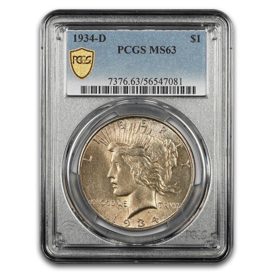 1934-D Peace Dollar MS-63 PCGS (Toned)