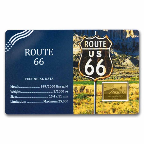 1/1000 oz Gold Bar - Route 66 (In Assay)