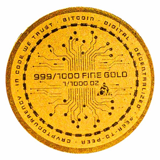 1/1000 oz Gold Round - Bitcoin (w/ Box &amp; COA)