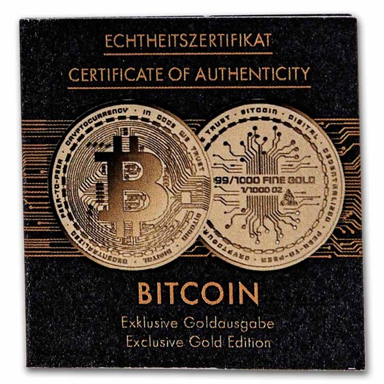 1/1000 oz Gold Round - Bitcoin (w/ Box &amp; COA)