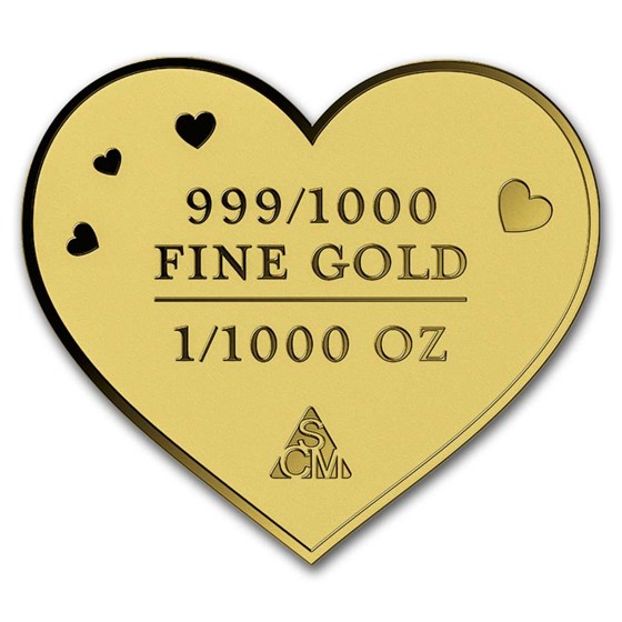 1/1000 oz Gold Shaped Heart - I love You (w/Box &amp; COA)