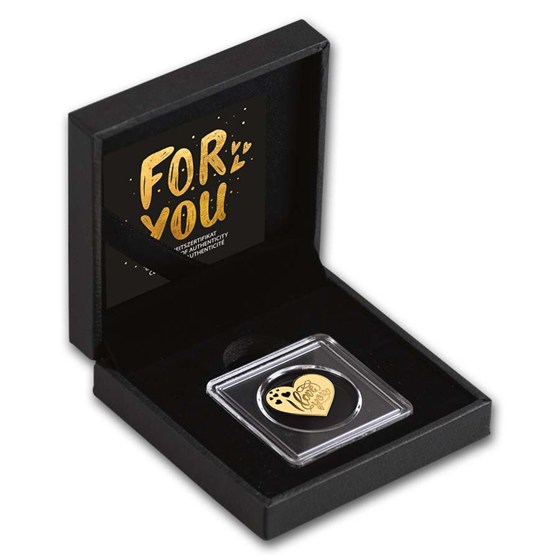 1/1000 oz Gold Shaped Heart - I love You (w/Box &amp; COA)