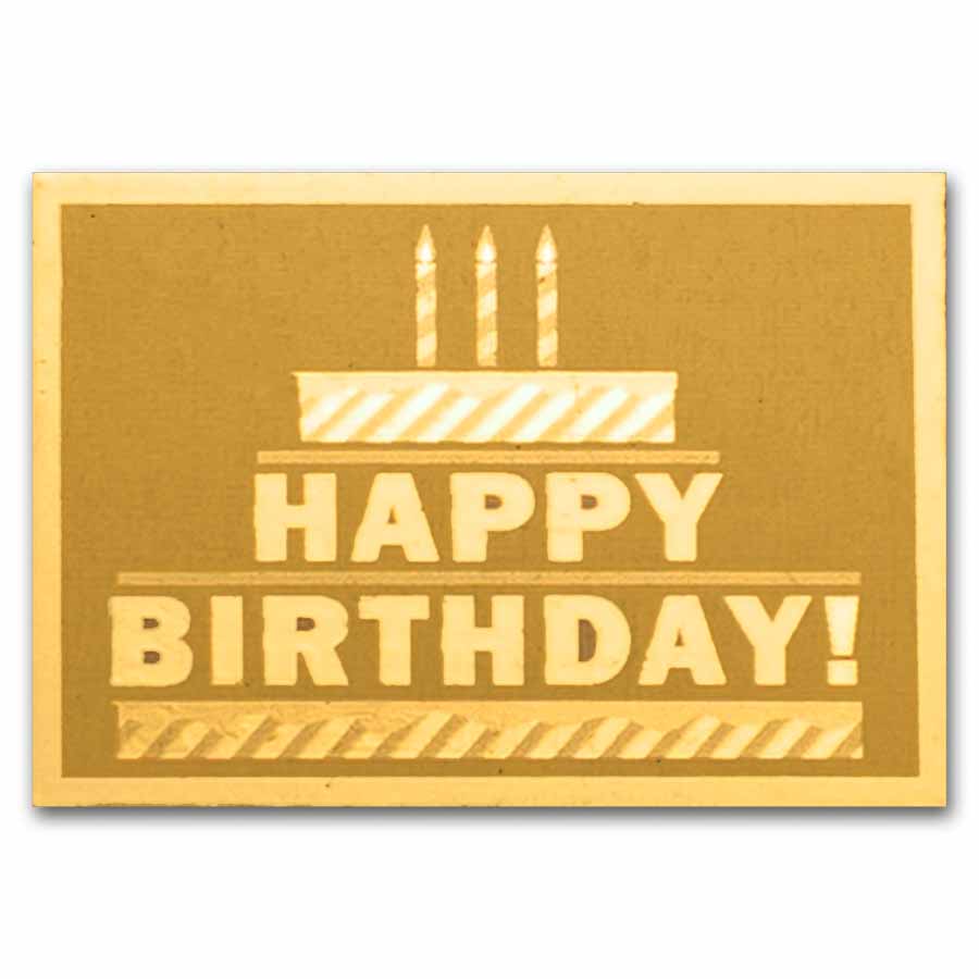 1/1000 oz Gold Bar - Happy Birthday Cake (w/Box & COA)