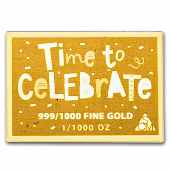 1/1000 oz Gold Bar - Happy Birthday Cake (w/Box &amp; COA)