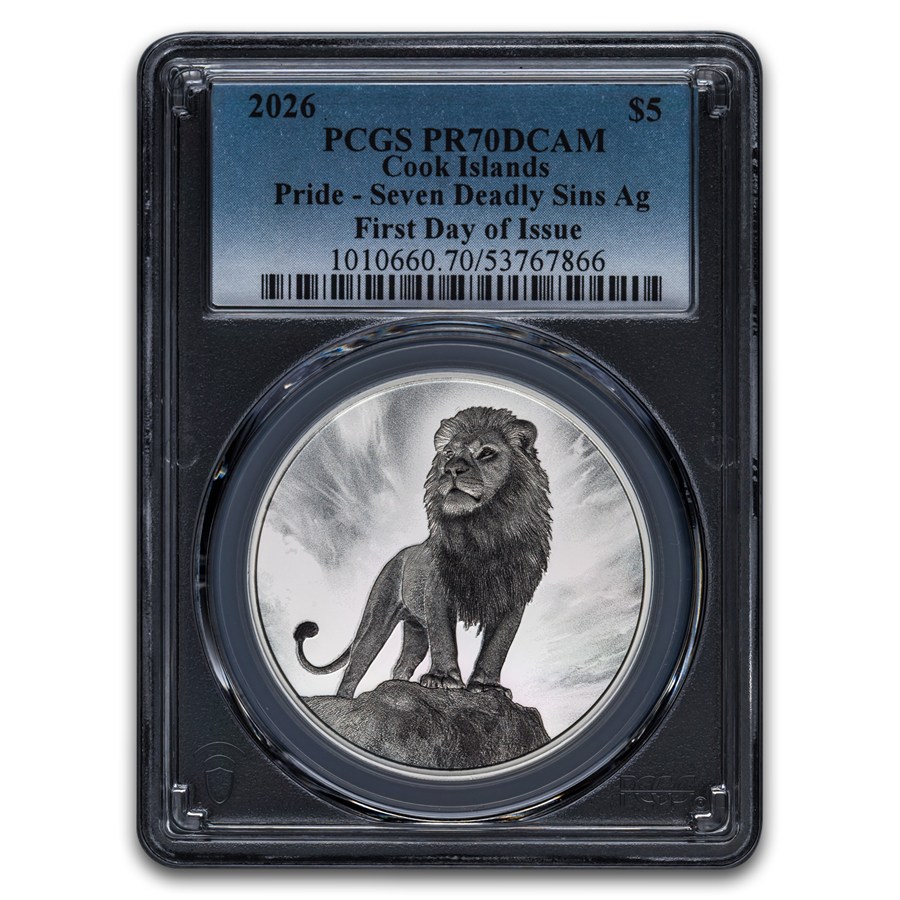 2026 Cook Isl 1 oz Ag Seven Deadly Sins Pride Lion PR-70 PCGS FDI