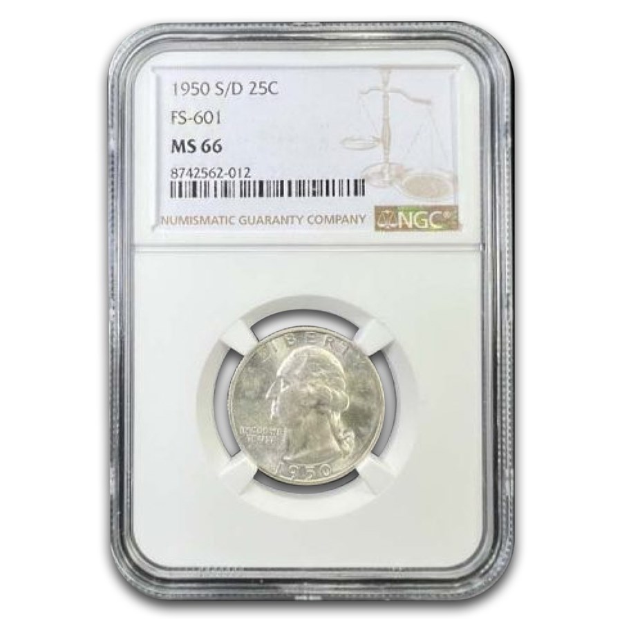 1950-S/D Washington Quarter MS-66 NGC (FS-601)