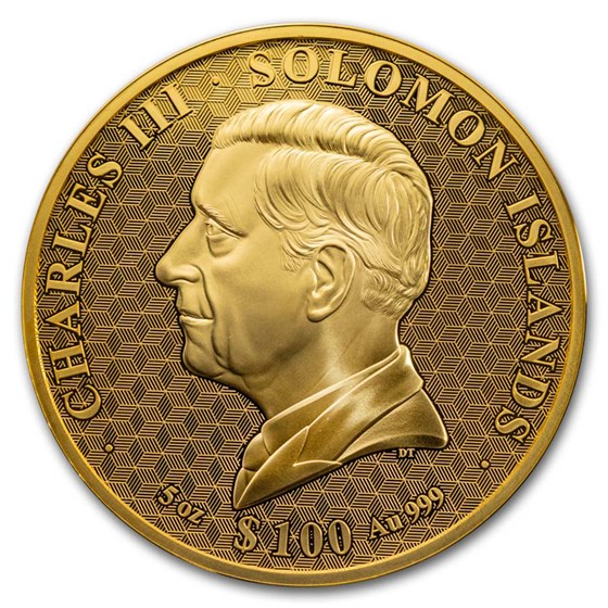 2027 Solomon Isl. 5 oz Gold Mother of Pearl Year of the Goat