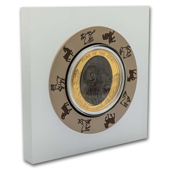 2027 Solomon Isl. 5 oz Gold Mother of Pearl Year of the Goat