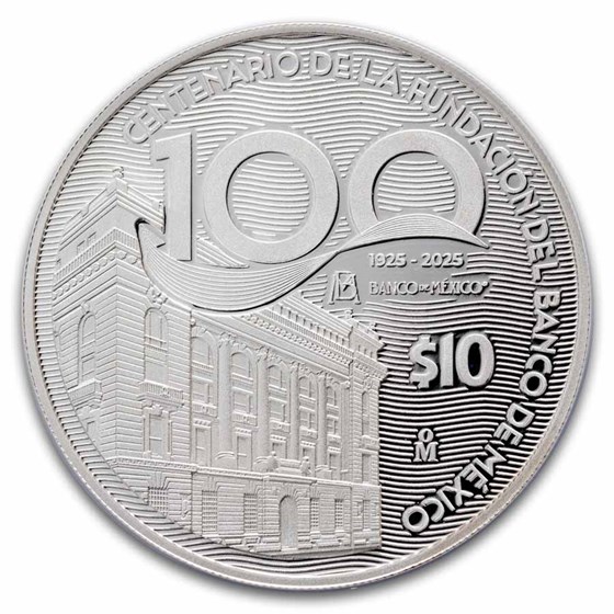 2025 MEX 2 oz Silver 100th Anniversary Banco de Mexico PF-70 NGC