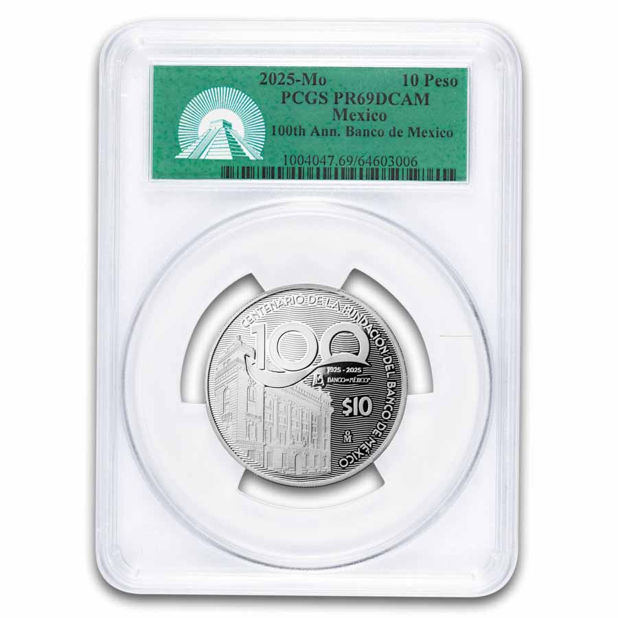2025 MEX 2 oz Silver 100th Anniversary Banco de Mexico PR-69 PCGS