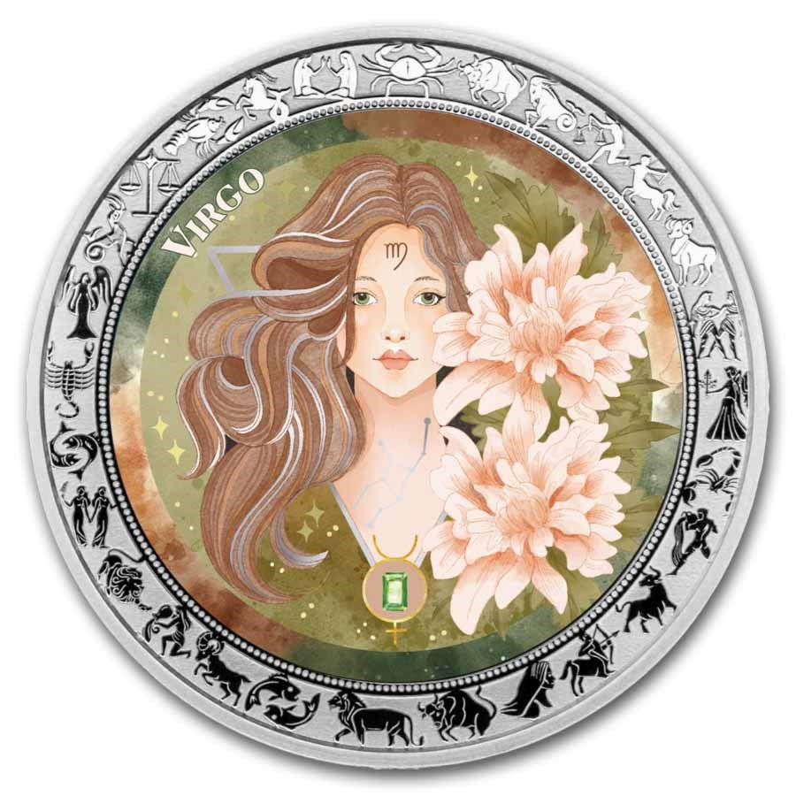 2026 Republic of Ghana 1 oz Silver Zodiac Aquarelle: Virgo