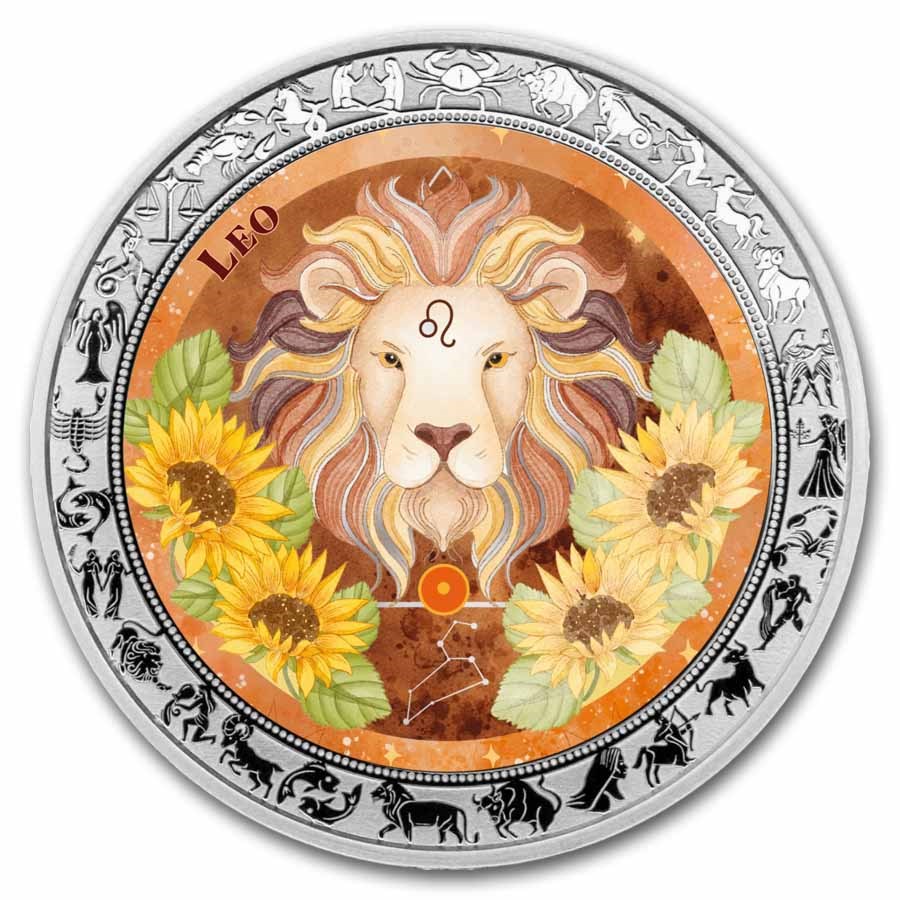 2026 Republic of Ghana 1 oz Silver Zodiac Aquarelle: Leo
