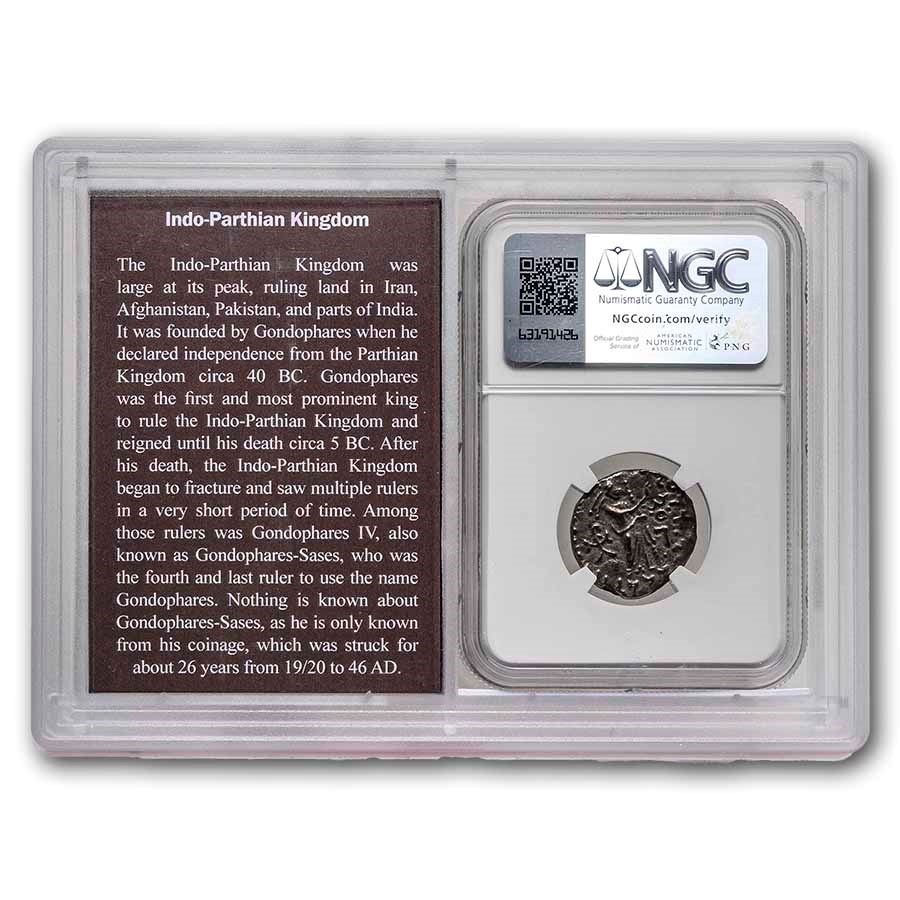 Indo-Parth AR Tetradrachm Gondophares (1st Cent. AD) VF NGC Vault