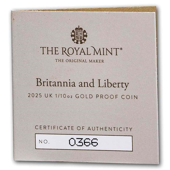 2025 GB 1/10 oz Gold Britannia &amp; Liberty Proof (Damaged)