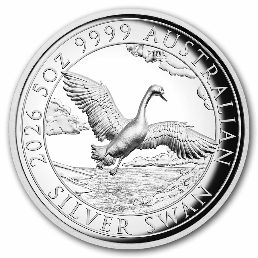 2026 AUS 5 oz Silver 10th Anniversary Swan PF (HR, w/Box & COA) 2026 AUS 5 oz Silver 10th Anniversary Swan PF (HR, w/Box & COA)