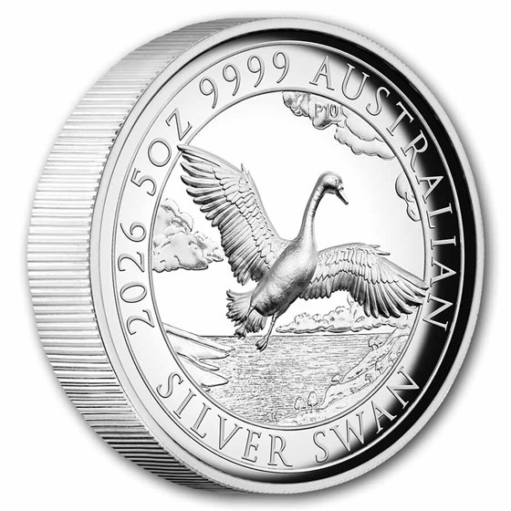 2026 AUS 5 oz Silver 10th Anniversary Swan PF (HR, w/Box &amp; COA)