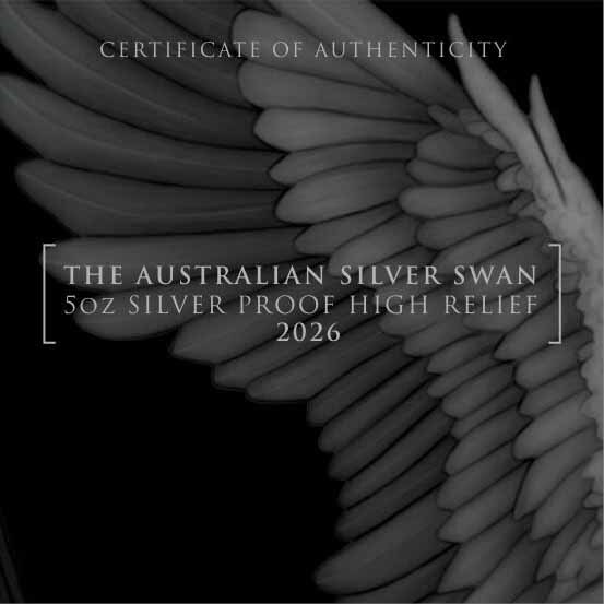 2026 AUS 5 oz Silver 10th Anniversary Swan PF (HR, w/Box &amp; COA)