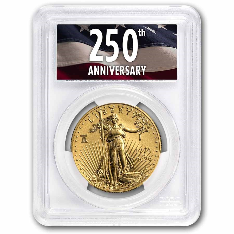2026-W 1 oz Burnished Gold Eagle Dual Date MS-70 PCGS (FS, 250th)